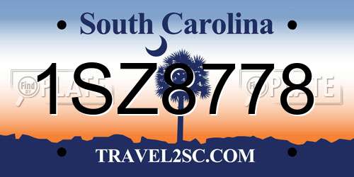 1SZ8778 South Carolina License Plate