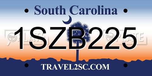 1SZB225 South Carolina License Plate