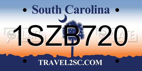 1SZB720 South Carolina License Plate
