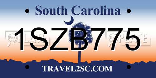 1SZB775 South Carolina License Plate