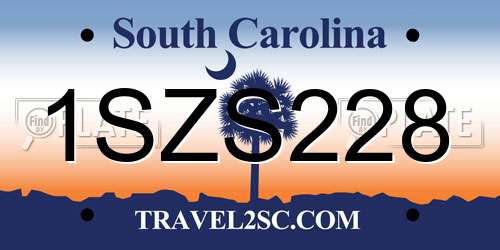1SZS228 South Carolina License Plate