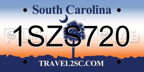 1SZS720 South Carolina License Plate
