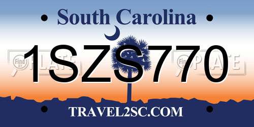 1SZS770 South Carolina License Plate