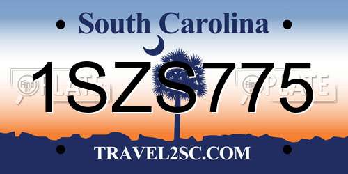 1SZS775 South Carolina License Plate