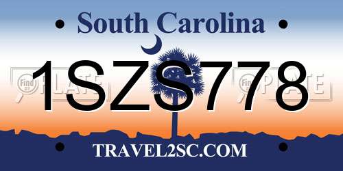1SZS778 South Carolina License Plate