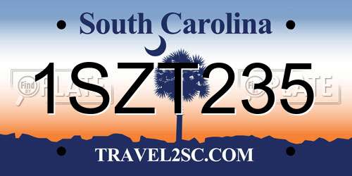 1SZT235 South Carolina License Plate
