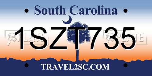 1SZT735 South Carolina License Plate