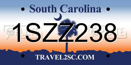 1SZZ238 South Carolina License Plate