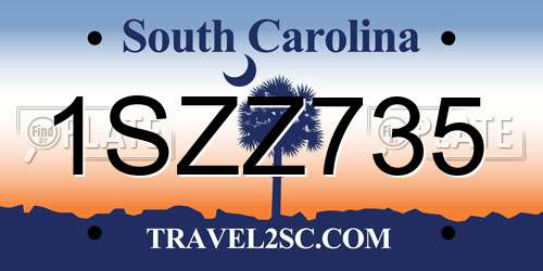 1SZZ735 South Carolina License Plate
