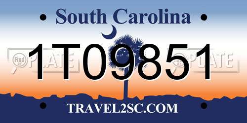 1T09851 South Carolina License Plate