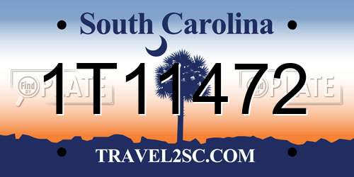1T11472 South Carolina License Plate