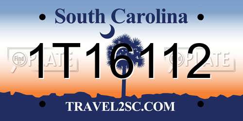 1T16112 South Carolina License Plate