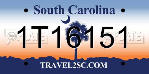 1T16151 South Carolina License Plate