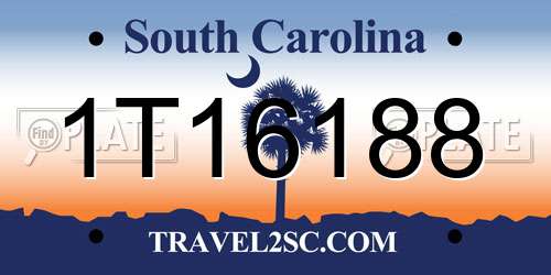 1T16188 South Carolina License Plate