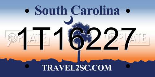 1T16227 South Carolina License Plate