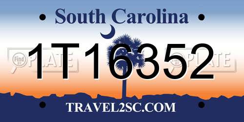 1T16352 South Carolina License Plate