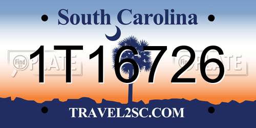 1T16726 South Carolina License Plate