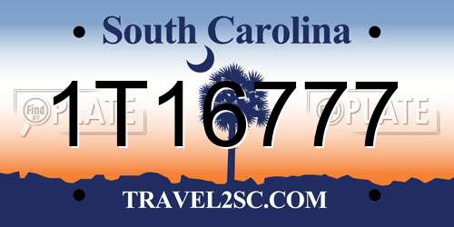 1T16777 South Carolina License Plate