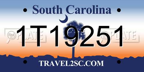 1T19251 South Carolina License Plate