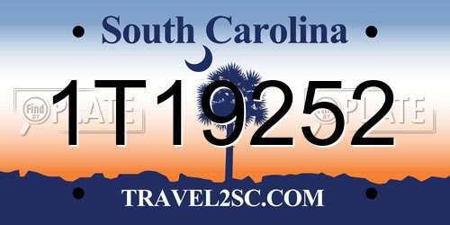 1T19252 South Carolina License Plate