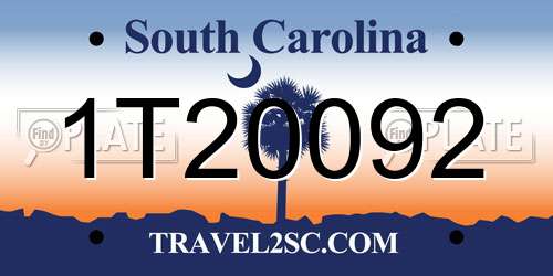 1T20092 South Carolina License Plate