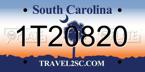 1T20820 South Carolina License Plate