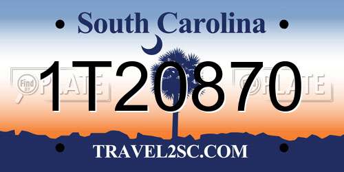 1T20870 South Carolina License Plate