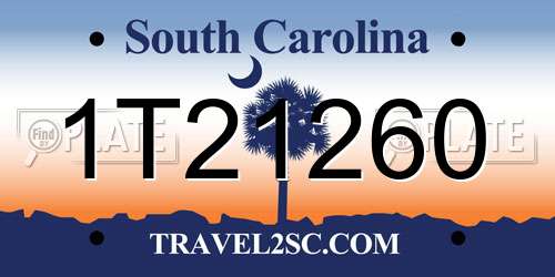 1T21260 South Carolina License Plate