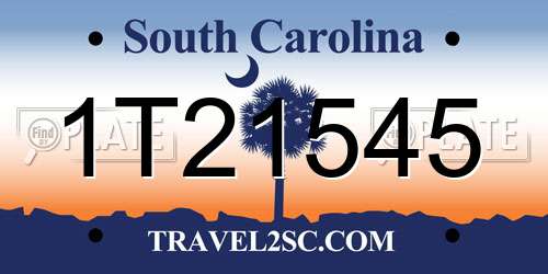 1T21545 South Carolina License Plate
