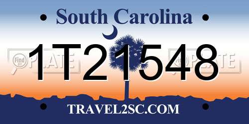1T21548 South Carolina License Plate