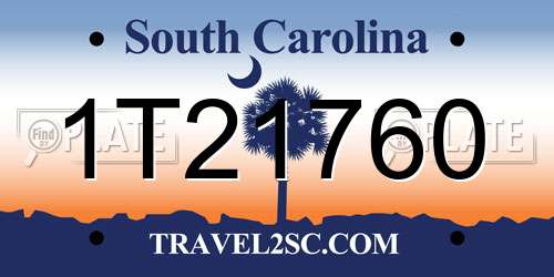 1T21760 South Carolina License Plate