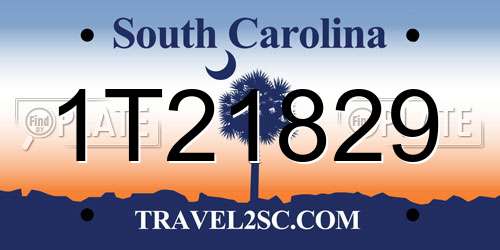 1T21829 South Carolina License Plate