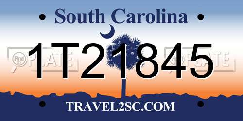1T21845 South Carolina License Plate
