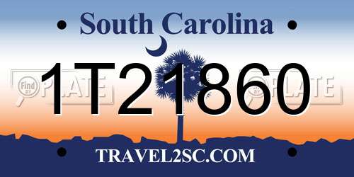 1T21860 South Carolina License Plate