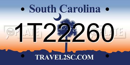 1T22260 South Carolina License Plate