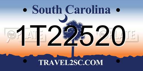 1T22520 South Carolina License Plate
