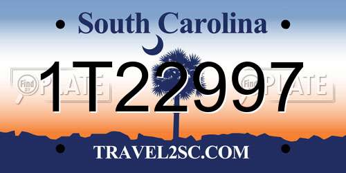 1T22997 South Carolina License Plate