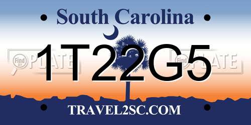 1T22G5 South Carolina License Plate