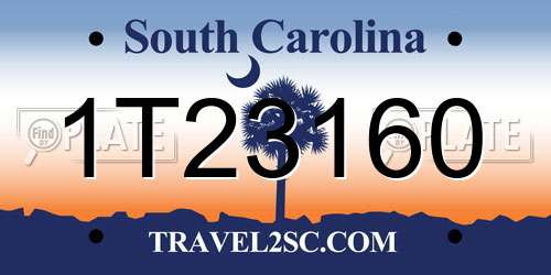 1T23160 South Carolina License Plate