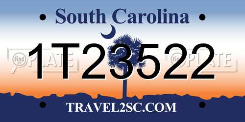 1T23522 South Carolina License Plate