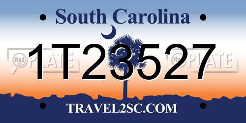 1T23527 South Carolina License Plate