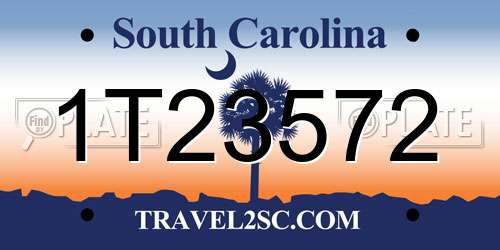 1T23572 South Carolina License Plate