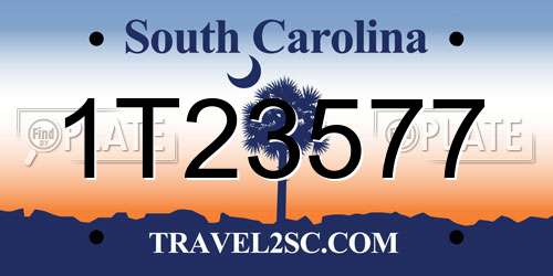 1T23577 South Carolina License Plate