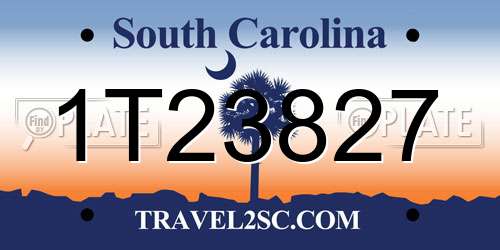 1T23827 South Carolina License Plate