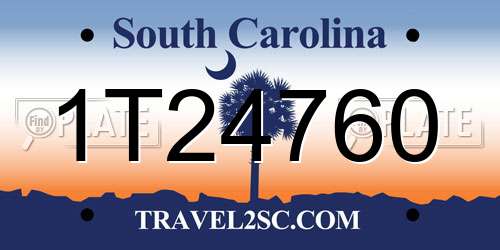 1T24760 South Carolina License Plate