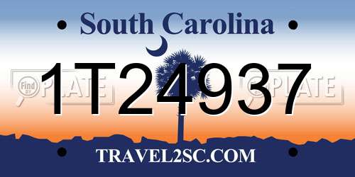 1T24937 South Carolina License Plate