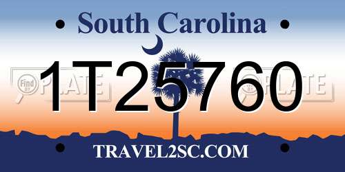 1T25760 South Carolina License Plate