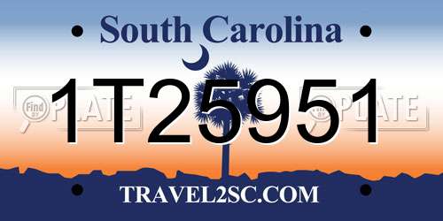 1T25951 South Carolina License Plate