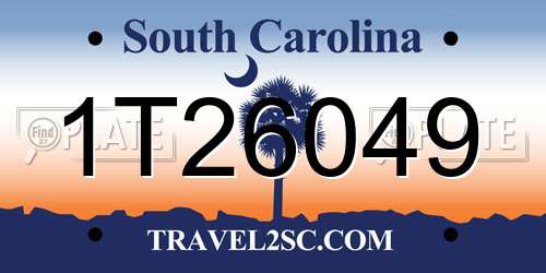 1T26049 South Carolina License Plate