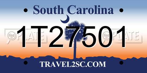 1T27501 South Carolina License Plate